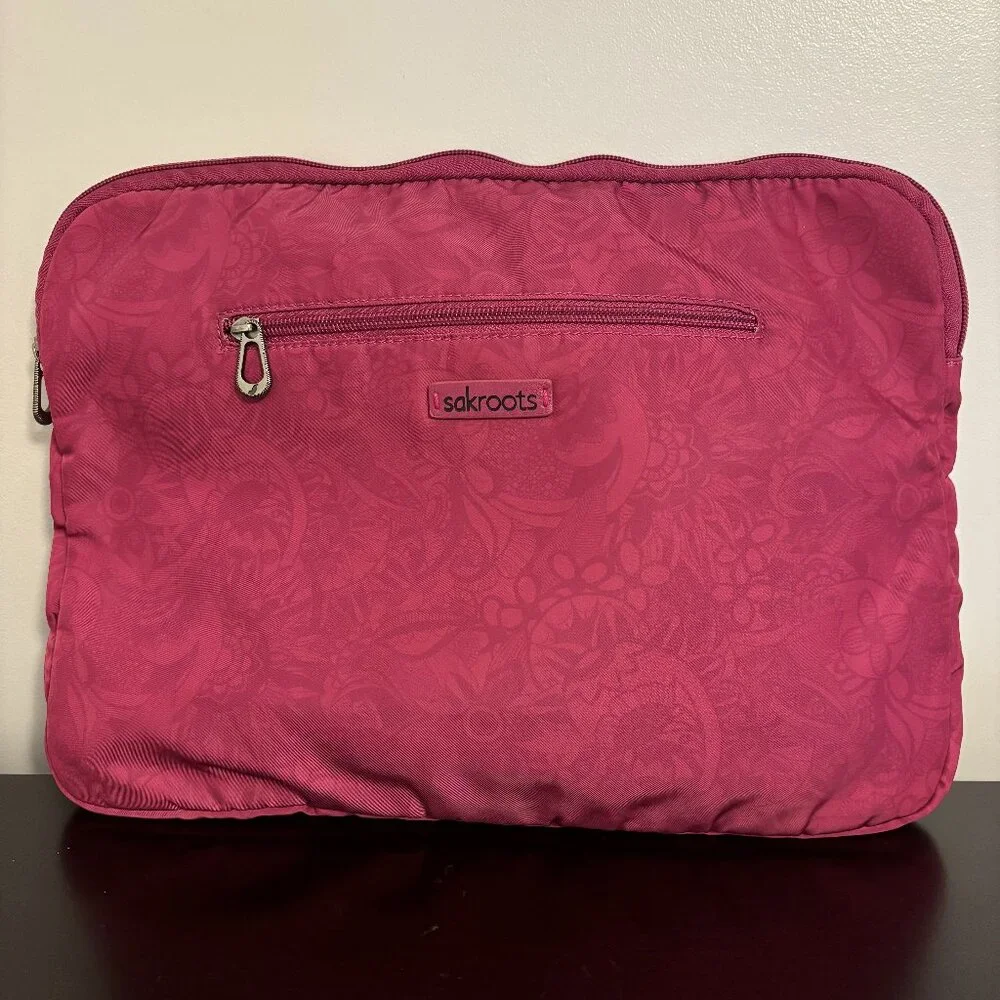 Sakroots Pink Nylon Laptop Sleeve Zippered Pouch